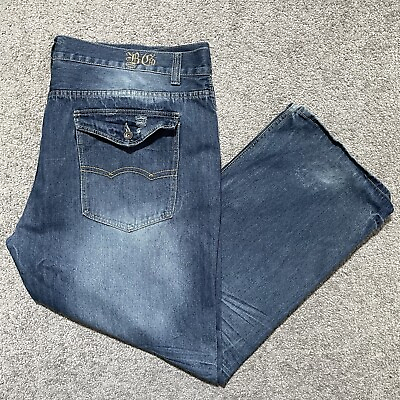 #ad Vintage Blue Gear Jeans Mens 51x32 Blue Wide Leg Distressed Baggy Hip Hop Y2K