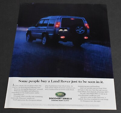 #ad 2000 Print Ad Land Rover Some People buy Just to be seen in it Raining Art ride