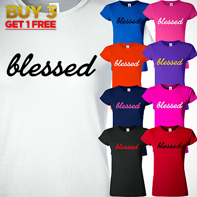 #ad Blesseds Women Faith T Shirt Christian God Religious Greatfull Saying Gift Tee