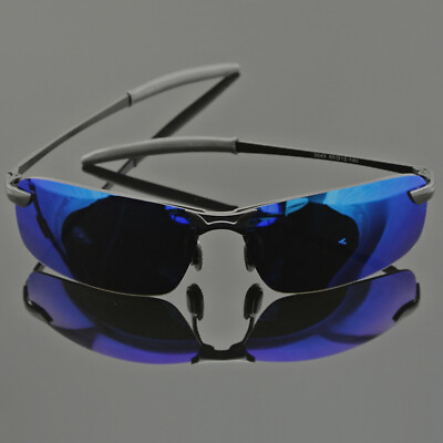 #ad #ad Mirrored Dark Blue Lens Driving Glasses Polarized Sunglasses Anti Glare Eyewear
