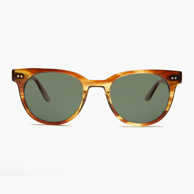 #ad Retro Round Sunglass w Green Polarized lens Honey Tortoise Frame Darcy