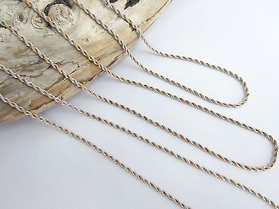#ad TWO TONE ROSE GOLD SILVER TWISTED ROPE CHAIN FOR MI MILANO MONEDA NECKLACE AJMM