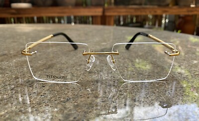 #ad Men Rimless titanium eyeglasses men#x27;s Gold Rectangular glasses rimless glasses
