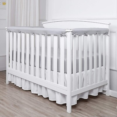 #ad 3 Pcs Padded Baby Crib Rail Cover Protector Set from Chewing Safe Teething Gray