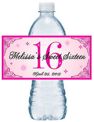 #ad 20 SWEET 16 SIXTEEN BIRTHDAY PARTY FAVORS WATER BOTTLE LABELS