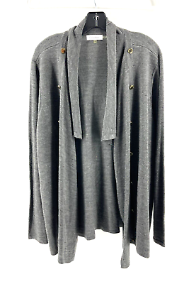 #ad Calvin Klein Plus Wool Blend Gold Button Open Drape Front Cardigan Sweater 2X