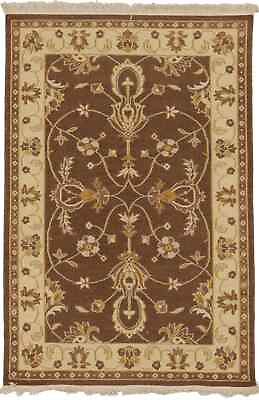 #ad Handmade Brown Floral Design 4X6 Sumak Oriental Rug Farmhouse Wool Decor Carpet