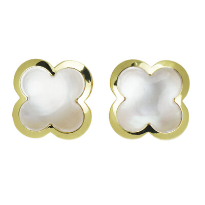 #ad Van Cleef amp; Arpels K18YG Shell Earrings Pure Alhambra Used