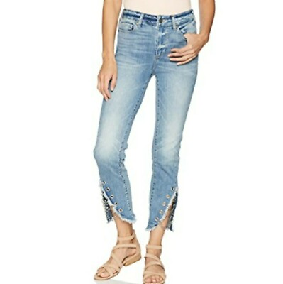 #ad NWT PAIGE Women#x27;s Hoxton Straight Ankle Jeans Olympic Chain Detail Size 32