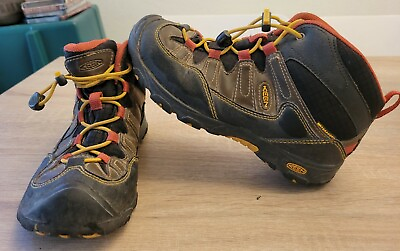 #ad Keen Pagosa Youth Size 4 Waterproof Hiking Boots Shoes 1011745 Bungee Laces