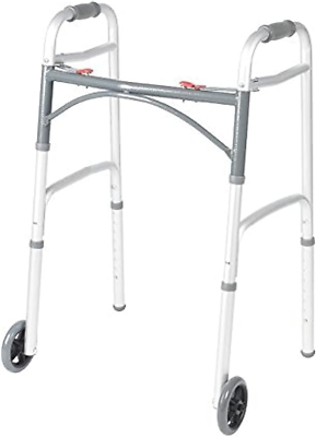 #ad Front Wheeled Walker Folding Deluxe with 2 Button and 5quot; Wheels