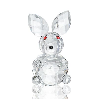 #ad Crystal Bunny Animal FigurineCollectibles Clear Crystal Art Rabbit Decor Sta...