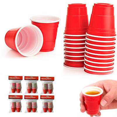 #ad 120ct Mini Red Cups 2oz Plastic Disposable Shot Glasses Party Shooter