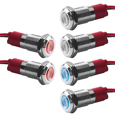#ad 6pcs 12V 24V 8mm LED Panel Pilot Dash Light Indicator Lamp Dash Bulbs Hotsale
