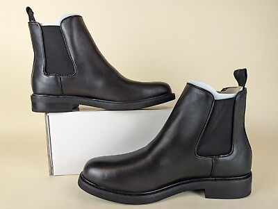#ad Calvin Klein Fenwick Chelsea Boots Mens 7.5 Black Leather Pull On Shoes NWB
