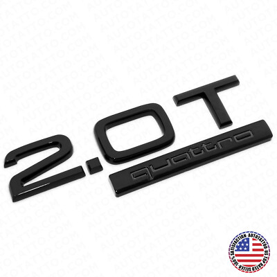 #ad 04 22 Audi Rear Trunk Deck Lid 2.0T Quattro Nameplate Emblem Logo Badge Blackout