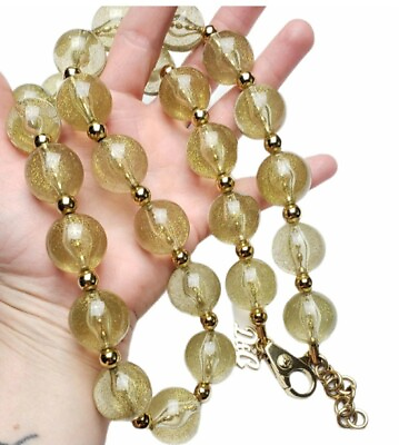 #ad DOLCE amp; GABBANA Damp;G Gold Tone Lucite Glittery Large Chunky Beaded Necklace
