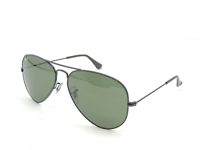 #ad Ray Ban RB 3025 Black Green Aviator Sunglasses 58 14 #87