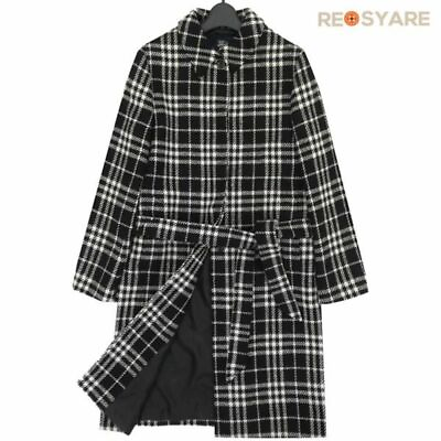#ad Burberry London Wool Check Tweed Wings Stained Collar Belt Coat 46022