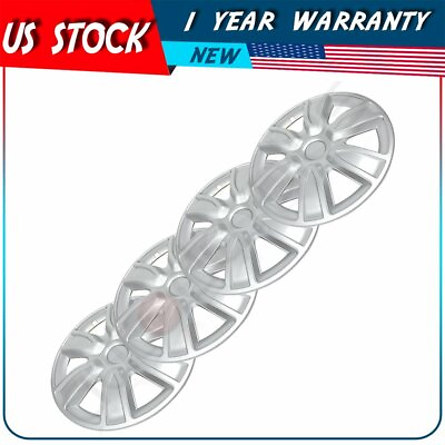 #ad Full 4 Silver Hubcaps Rim 15quot; Universal Wheel Covers For R15 Tires 15 inch Only