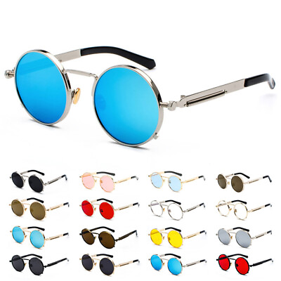 #ad Round John Lennon Style Sunglasses Metal Frame Steampunk Trendy Retro Glasses