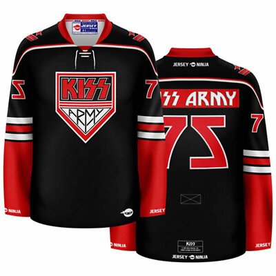 #ad KISS Army Red Black Hockey Jersey $149.95