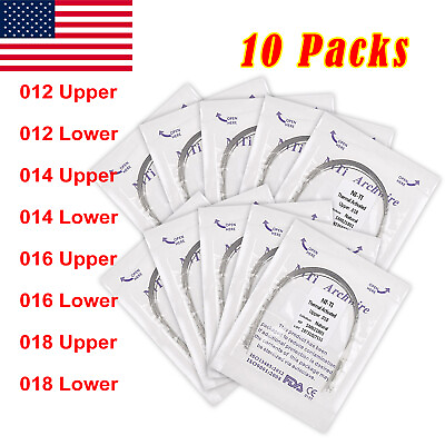 #ad 10Packs Dental Orthodontic Thermal Activated Niti Arch Wires Round Nature Form
