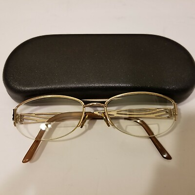 #ad Half Rim Eyeglass FRAMES ONLY Gold Tone Adult Womens 3141 54 17 135 15 With Case
