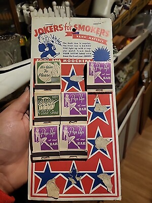#ad Novelty Gag Matchbook Joke Store Display 1950s Jokers for Smokers Gift