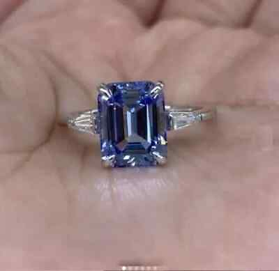 #ad 2.50Ct Emerald Lab Created Tanzanite Diamond Wedding Ring 14K White Gold Finish. $79.99