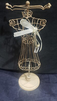 #ad NWT Metal Beige Doll Mini Wire Dress Form Jewelry Display