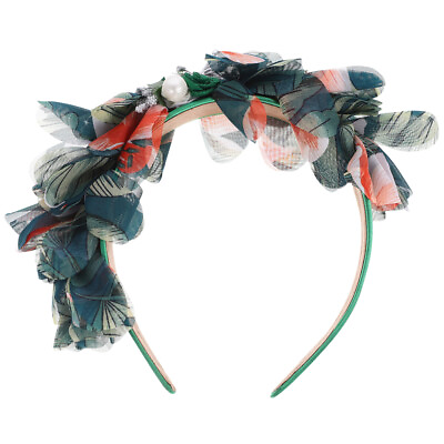 #ad Flower Headband Handmade Simulated Pearl Hair Decor Flower Headpiece Headdress