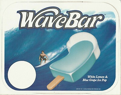 #ad VINTAGE WAVE BAR WHITE LEMON amp; BLUE GRAPE ICE POP DECAL SURFER