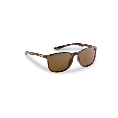 #ad UNA Polarized Rectangular Sunglasses Matte Tortoise Frames Amber Lenses Small