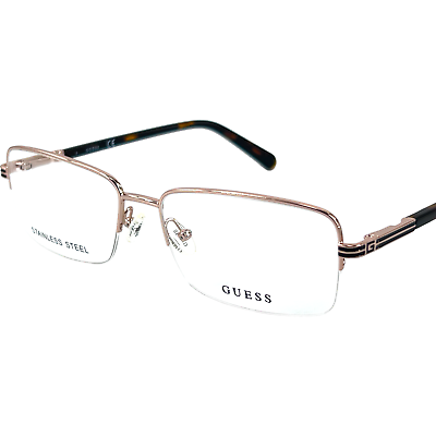 #ad Guess GU50044 Men#x27;s Semi Rimless Eyeglass Frame 032 Pale Gold 57 17 Stainless