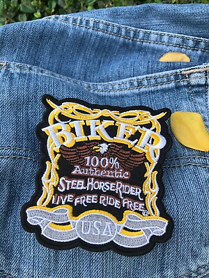 #ad Live Hard Live Free Biker Steel Horse Rider USA Ride Embroidered Iron On Shirt
