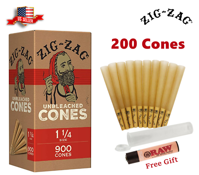 #ad Zig Zag® Unbleached Paper Cones 1 1 4 Size 200 Pack amp; Free Clipper Lighter