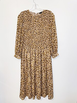 #ad Ann Taylor Cheetah Print Dress Brown Pink Size 4