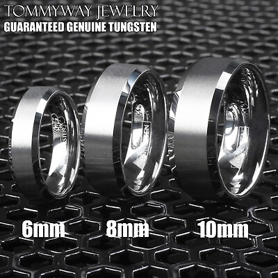 #ad Tungsten Carbide Wedding Band Ring Brushed Silver Mens Jewelry Size 5 15 Half $13.99