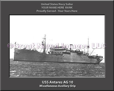 #ad USS Antares AG 10 Personalized Canvas Ship Photo Print Navy Veteran Gift