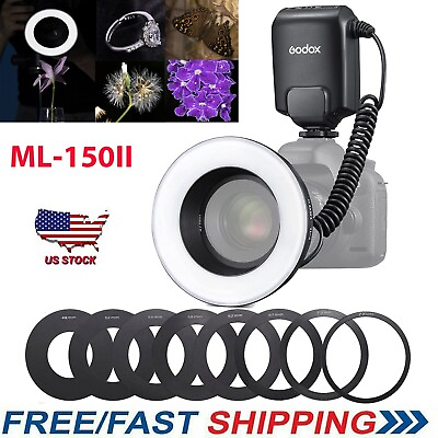 #ad US Godox ML 150II LED Macro Ring Flash 5800K±200K for DSLR Cameras Shooting
