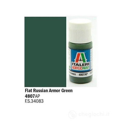 #ad Italeri Acrylic Paint 4807AP Flat Russian Armor Green F.S.1152.5 0.7oz