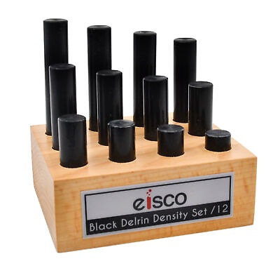 #ad 12pc Density Cylinder Set Black Derlin Wooden Storage Block Eisco Labs