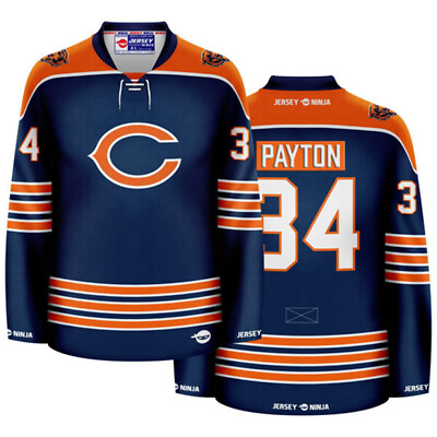 #ad Chicago Bears Navy Walter Payton Crossover Hockey Jersey