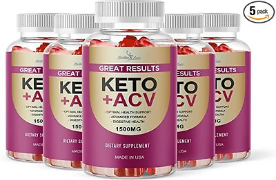 #ad Great Result Keto ACV Gummies for Weight Loss 1500mg Apple Cider 5 Pack