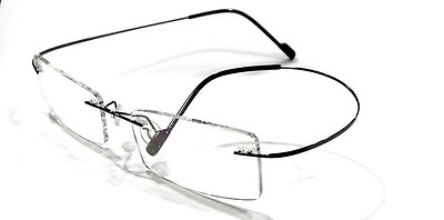 #ad Black Rimless Light weight Frame Polycarbonate Anti scratch Reading Glasses