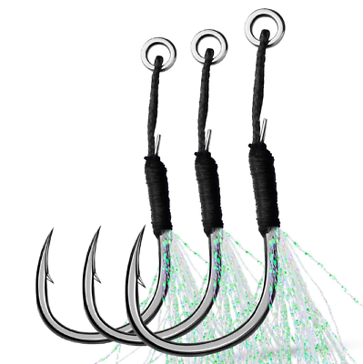 #ad 20x Assist Hooks High Carbon Steel Jigging Fishing Hook with PE Line 11# 19# Set $11.69