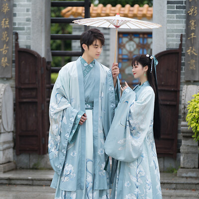 #ad Hanfu Unisex Chinese Antient Style Gradient Hanfu Cosplay Costumes Large Sleeve