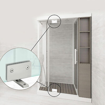 #ad 2X Glass Pivot Door Hinges Clamps For Glass Shower Door Stainless Steel HOT US