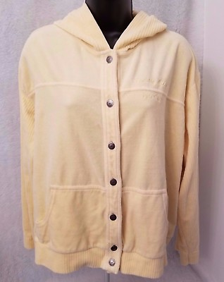 #ad Beverly Hills Polo Club Jacket Coat Size L Womens Yellow Velor FEEL